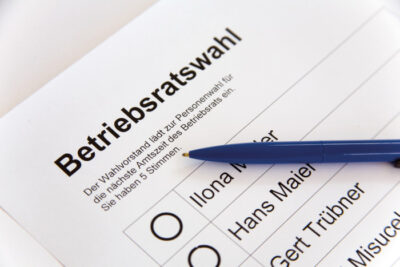 Wahlzettel einer Betriebsratswahl.