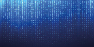 Darstellung eines binären Codes auf blauem Hintergrund.