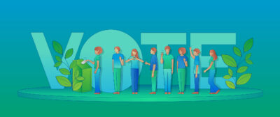 Menschen stehen Schlange vor einer Wahlurnet